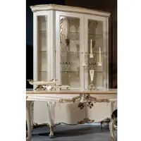 Casa Padrino Luxus Barock Vitrine Cremefarben / Weiß / Gold - Handgefertigter Massivholz Vitrinenschrank mit 2 Glastüren - Barock Möbel