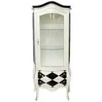 Casa Padrino Barock Vitrine Weiß / Karo Schwarz/Weiß - Limited Edition