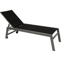 Degamo Gartenliege GIRONA extra hoch, Alu silbergrau Kunstgewebe schwarz, Rollen