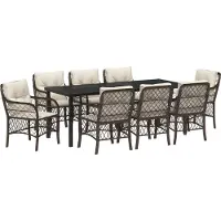 vidaXL Möbel 9-teiliges Garten-Ess-Set mit Kissen Braun Poly-Rattan - Gartenstühle 3380217