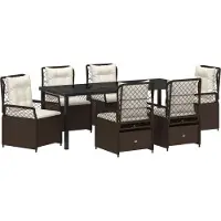 vidaXL 7-teiliges Garten-Ess-Set braun Poly-Rattan, Gartenstühle DesignMöbel Neu