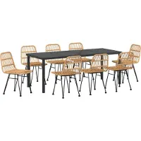 vidaXL Möbel 9-teiliges Garten-Essset Braun Poly Rattan - Gartenstühle 3379197