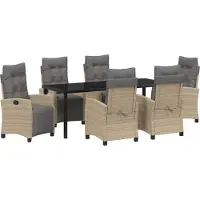 vidaXL 7-teiliges Garten-Esszimmer Set Beige Poly Rattan, Gartenstühle DesignMöbel Neu