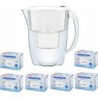 AQUAPHOR Filterkanne 2,8L Weiss + 6 Kartuschen Max Für Mech.