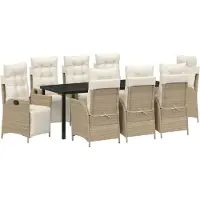 vidaXL 9-teiliges Garten-Esszimmer Set Beige Poly-Rattan, Gartenstühle DesignMöbel Neu