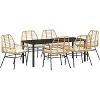 vidaXL Möbel 7-tlg. Garten-Essgruppe mit Kissen in Braun Poly-Rattan - Gartenstühle 3380867