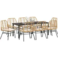 vidaXL 9-teiliges Garten-Esszimmer-Set mit Kissen Braun Poly-Rattan, Gartenstühle DesignMöbel Neu