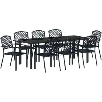 vidaXL Möbel 9-teiliges Garten-Essset in Anthrazitstahl - Gartenstühle 3379309