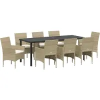 vidaXL Möbel 9-teiliges Garten-Essset Beige Poly-Rattan - Gartenstühle 3379743