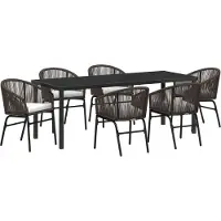 vidaXL 7-teiliges Garten-Esszimmer-Set Braunes Poly-Rattan, Gartenstühle DesignMöbel Neu