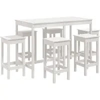 vidaXL 7-tlg. Gartenbar-Set Weiß Massivholz Kiefer