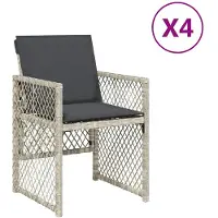 vidaXL Gartenstühle mit Kissen 4 Stk. Hellgrau Poly Rattan