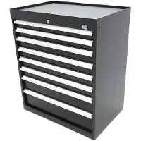 HBM Profi-Werkzeugschrank mit 8 Schubladen / Schubladenschrank, 88 × 58 × 100 cm, schwarz