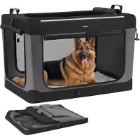 Feandrea Faltbare Hundebox 106,7 cm mit 4 Türen aus Netzstoff tintenschwarz PDC021B01