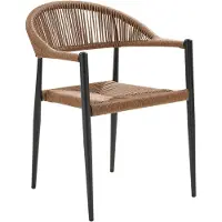 Ebuy24 Esszimmerstuhl rattan natur/schwarz - 60x57x78cm - Canari - 2er Set