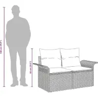 vidaXL Gartensofa mit Kissen Beige 141 x 62 x 69cm Poly-Rattan