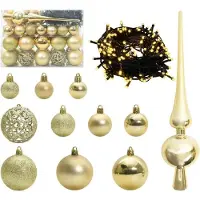 vidaXL Weihnachtskugel-Set 61 Stk. Gold Ø 6 cm Kunststoff 150 LEDs