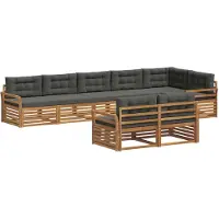 vidaXL Outdoor-Sofagarnitur mit Kissen 8 pcs Natur und Anthrazit