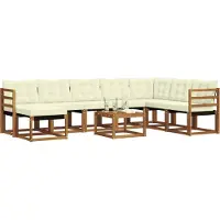 vidaXL Outdoor-Sofagarnitur 9 Stk. Natur und Creme