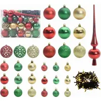 vidaXL Weihnachtskugel-Set 61 Stk. Mehrfarbig Ø 6 cm Kunststoff