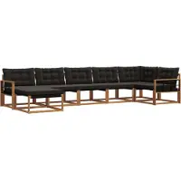 vidaXL Outdoor-Sofagarnitur 7 Stk. Natürlich und Schwarz