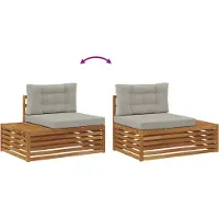 vidaXL Outdoor-Sofagarnitur Natürlich und Hellgrau 203,5 x 83 x 73 cm