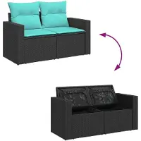 vidaXL 7-tlg. Garten-Sofagarnitur mit Kissen Braun Poly Rattan Akazie