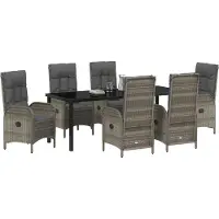 vidaXL Garten Essgruppe 7 Stk. Grau Poly-Rattan