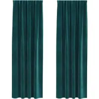 vidaXL Verdunkelungsvorhänge 2 pcs Dunkelgrün 140 x 225 cm Samt