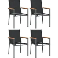 vidaXL Gartenstühle 4 Stk. Schwarz 55x61,5x90 cm Textilene und Stahl