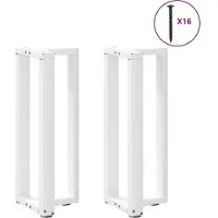 vidaXL Couchtischbeine T-Form 2 Stk. Weiß 60x25x(30-31) cm Stahl