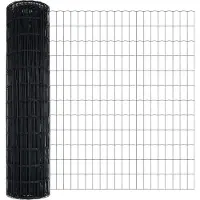 vidaXL Euro-Zaun mit Stacheln 25 x 1,2 m PVC-beschichteter Stahl Grau