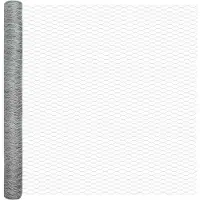 vidaXL Sechseckzaun mit Pfosten 25 x 1,6 m Verzinkter Stahl Silber
