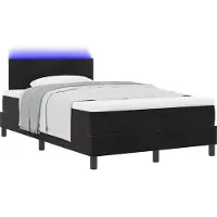 vidaXL LED Boxspringbett mit Kissen Schwarz 120 x 200 cm Samt