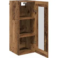vidaXL Wandschrank Altholz 34,5 x 34 x 90 cm Engineered Wood und Glas