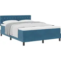 vidaXL Boxspringbett mit Matratze Dunkelblau 140 x 190 cm Samt