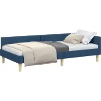 vidaXL Eckbettgestell Blau 100 x 200 cm Stoff