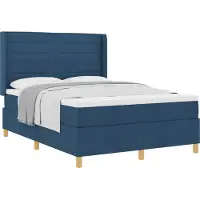 vidaXL Boxspringbett mit Matratze mit Kopfteil Blau 140 x 200 cm Stoff