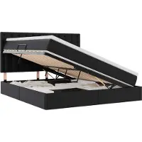 vidaXL Bett mit Stauraum und LED Schwarz 180 x 200 cm Kunstleder