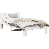 vidaXL Bettrahmen mit Kopfteil Weiß 90 x 190 cm Massives Kiefernholz