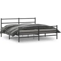 vidaXL Bettgestell mit Kopf- und Fußteil Metall Schwarz 180x200 cm