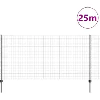 vidaXL Euro-Zaun mit Pfosten 25 x 1,2 m PVC-beschichteter Stahl Grau