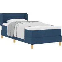vidaXL Boxspringbett mit Matratze mit Kopfteil Blau 100 x 200 cm Stoff