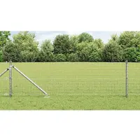 vidaXL Euro-Zaun mit Stacheln 25 x 0,8 m Verzinkter Stahl Silber Netz