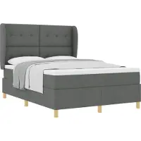 vidaXL Boxspringbett mit Kopfteil Dunkelgrau 200 x 140 cm Stoff