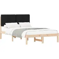 vidaXL Bettgestell mit gepolstertem Kopfteil Schwarz 135 x 190 cm