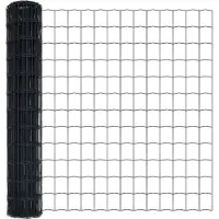 vidaXL Euro-Zaun mit Stacheln 25 x 1,2 m PVC-beschichteter Stahl Grau