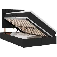 vidaXL LED-Speicherbett mit Matratze Schwarz 120 x 200 cm Stoff