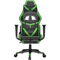 vidaXL Gaming-Stuhl mit Fußstütze Schwarz und Grün Kunstleder
