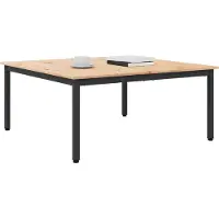 vidaXL Couchtisch Natur 100 x 100 x 45 cm Massives Kiefernholz